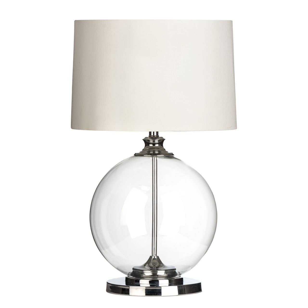 Florence Round Glass Table Lamp with White Linen Shade