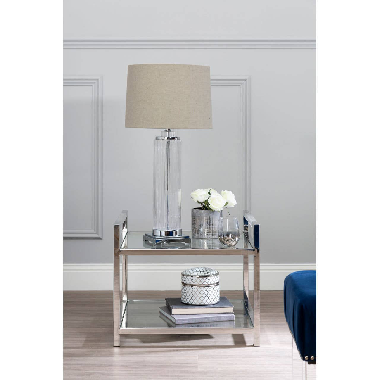 Saskia Table Lamp With Stone Linen Shade