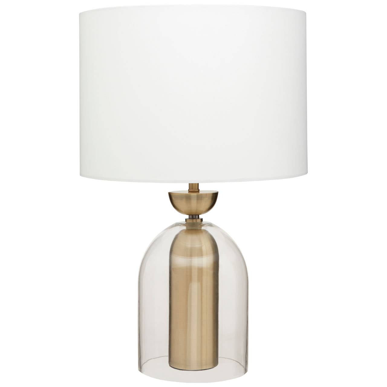 Aurio Clear Glass and Antique Brass Finish Metal Table Lamp