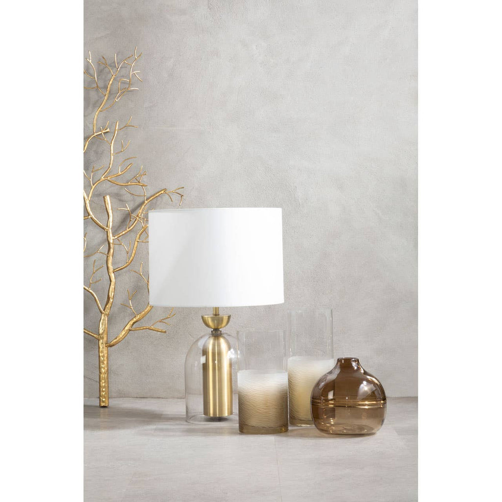 Aurio Clear Glass and Antique Brass Finish Metal Table Lamp