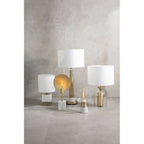 Aurio Clear Glass and Antique Brass Finish Metal Table Lamp