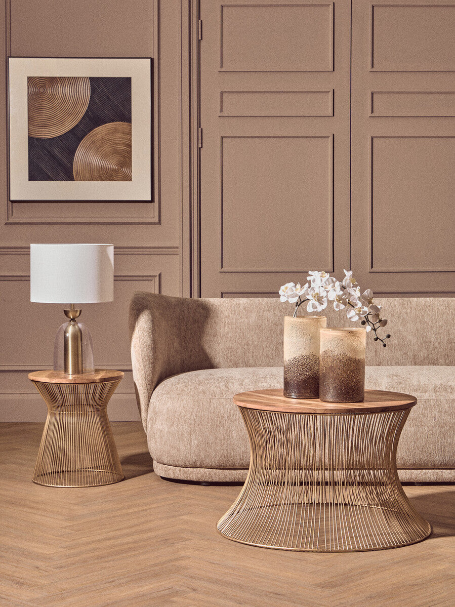 Aurio Clear Glass and Antique Brass Finish Metal Table Lamp