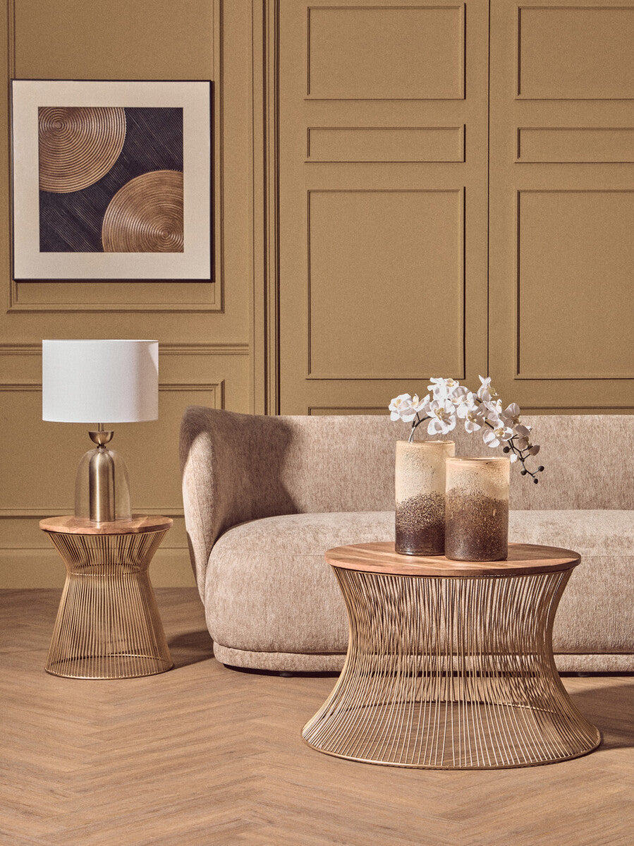 Aurio Clear Glass and Antique Brass Finish Metal Table Lamp