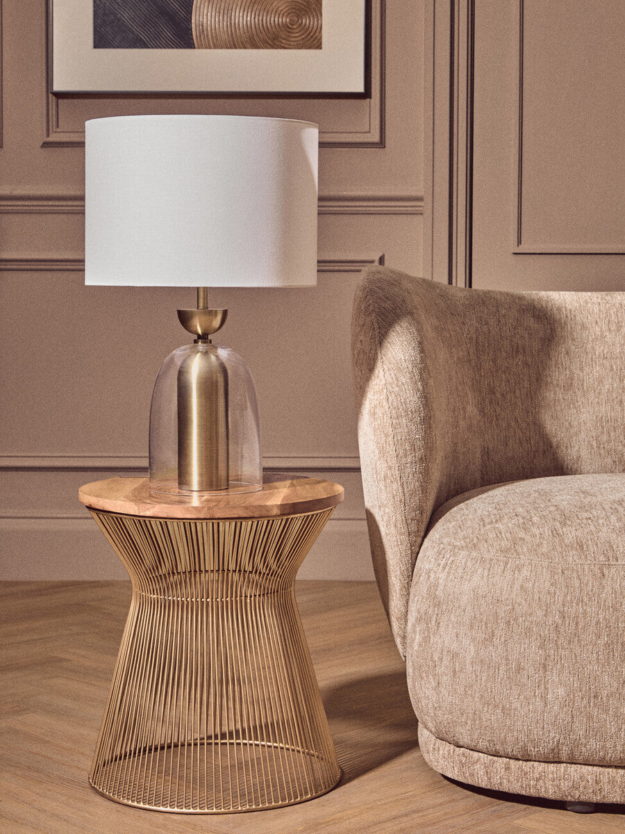 Aurio Clear Glass and Antique Brass Finish Metal Table Lamp