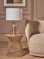 Aurio Clear Glass and Antique Brass Finish Metal Table Lamp
