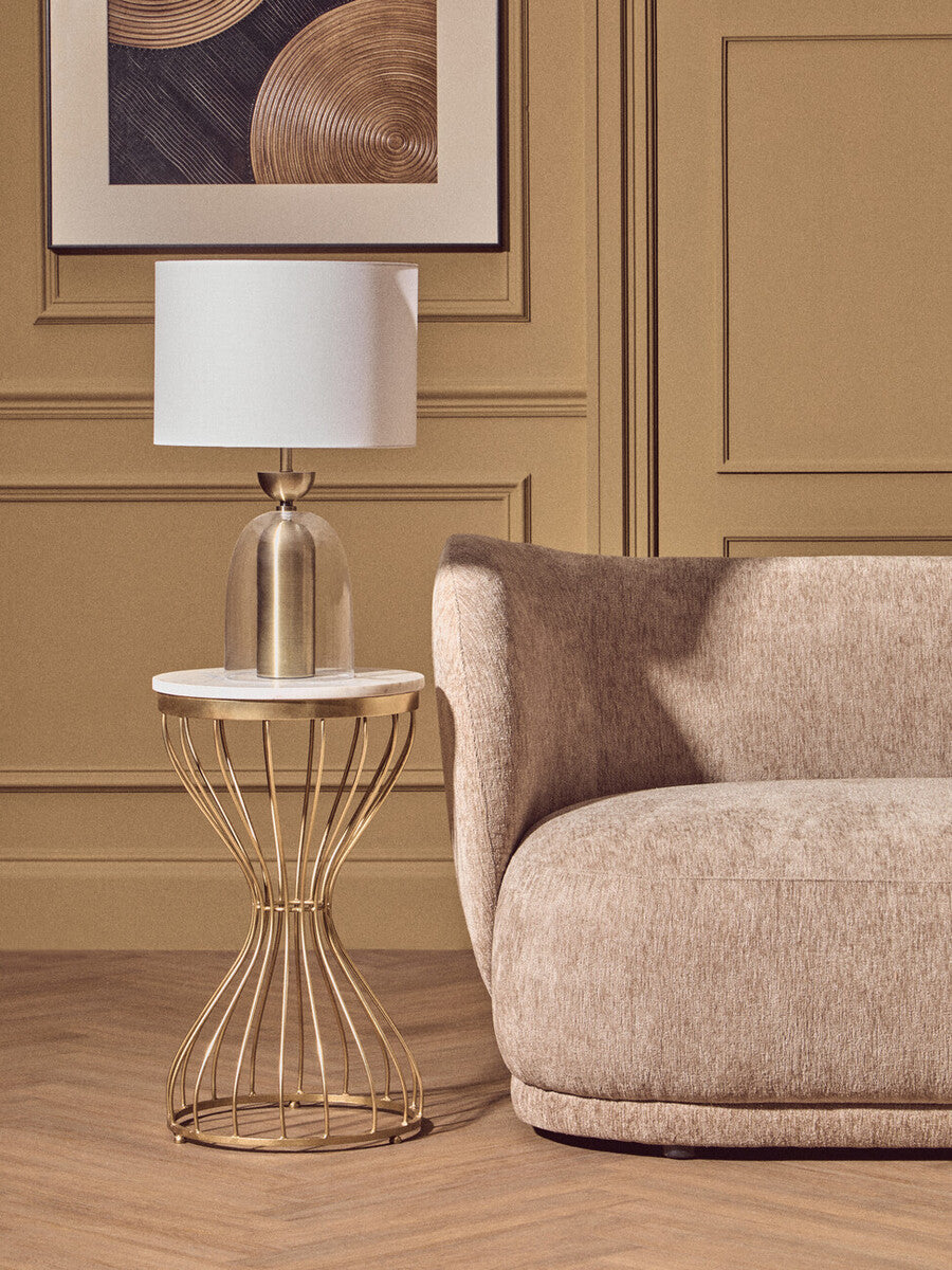 Aurio Clear Glass and Antique Brass Finish Metal Table Lamp