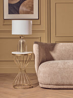 Aurio Clear Glass and Antique Brass Finish Metal Table Lamp