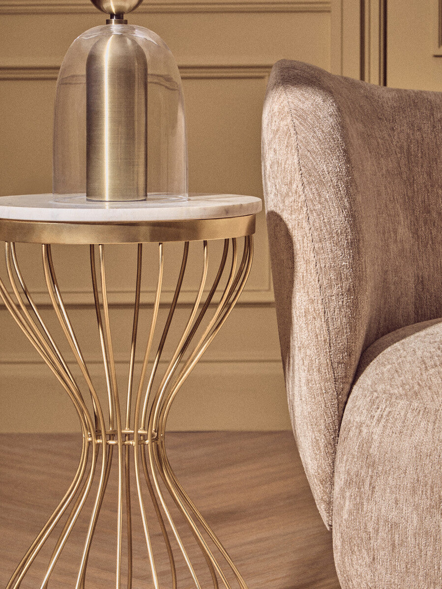 Aurio Clear Glass and Antique Brass Finish Metal Table Lamp