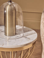 Aurio Clear Glass and Antique Brass Finish Metal Table Lamp