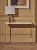 Aurio Clear Glass and Antique Brass Finish Metal Table Lamp