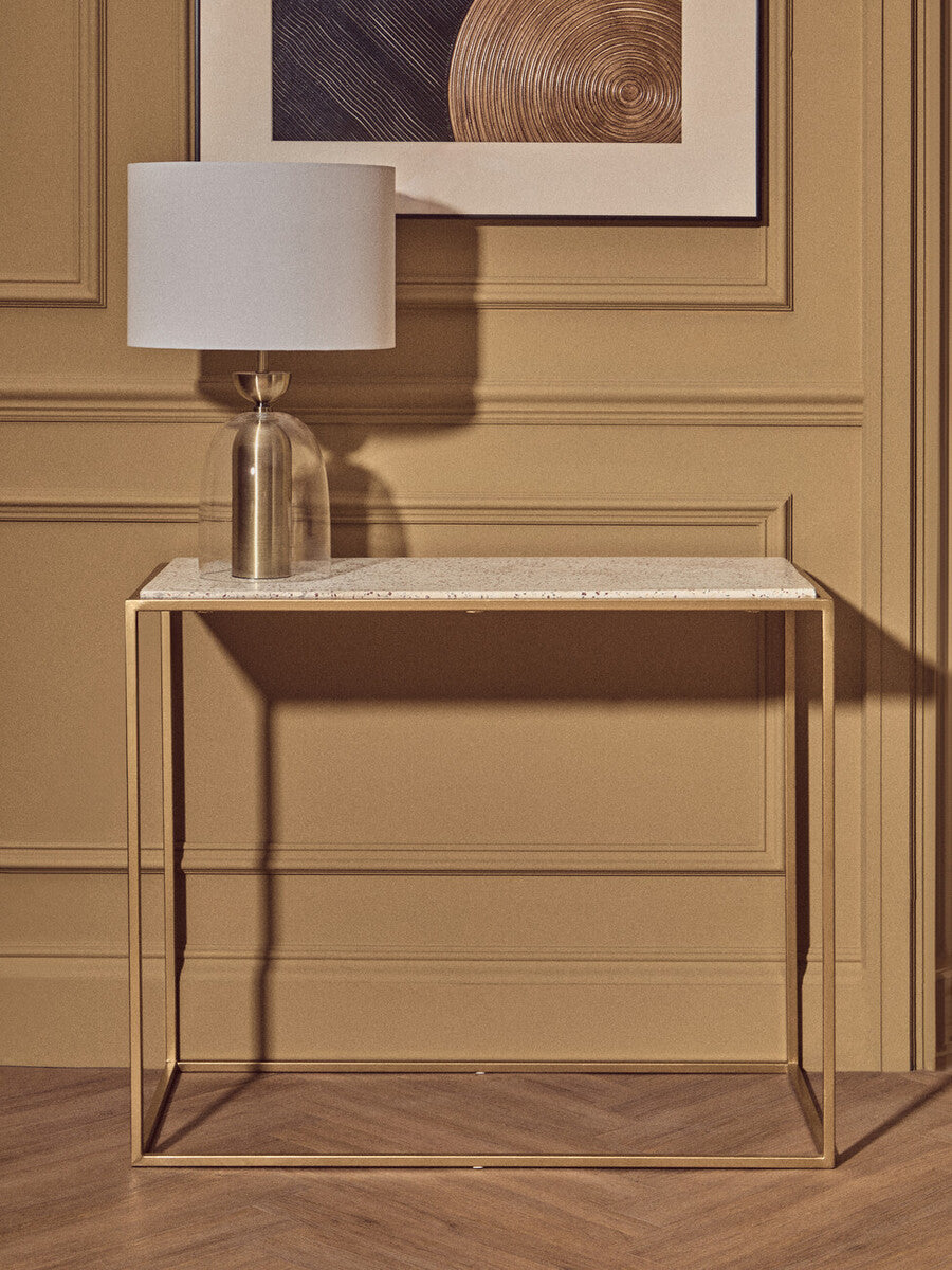 Aurio Clear Glass and Antique Brass Finish Metal Table Lamp
