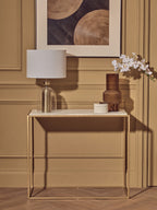 Aurio Clear Glass and Antique Brass Finish Metal Table Lamp