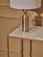 Aurio Clear Glass and Antique Brass Finish Metal Table Lamp