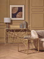 Aurio Clear Glass and Antique Brass Finish Metal Table Lamp