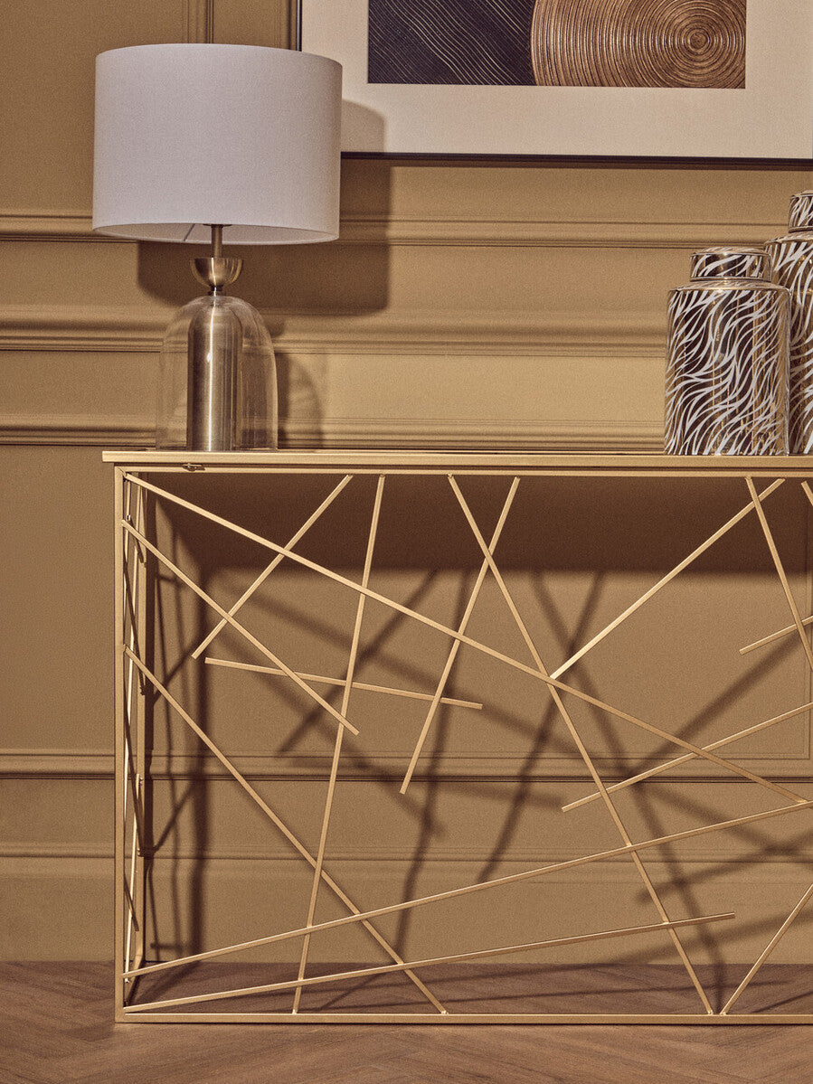 Aurio Clear Glass and Antique Brass Finish Metal Table Lamp