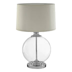 Florence Small Round Glass Table Lamp with Ivory Silk Shade