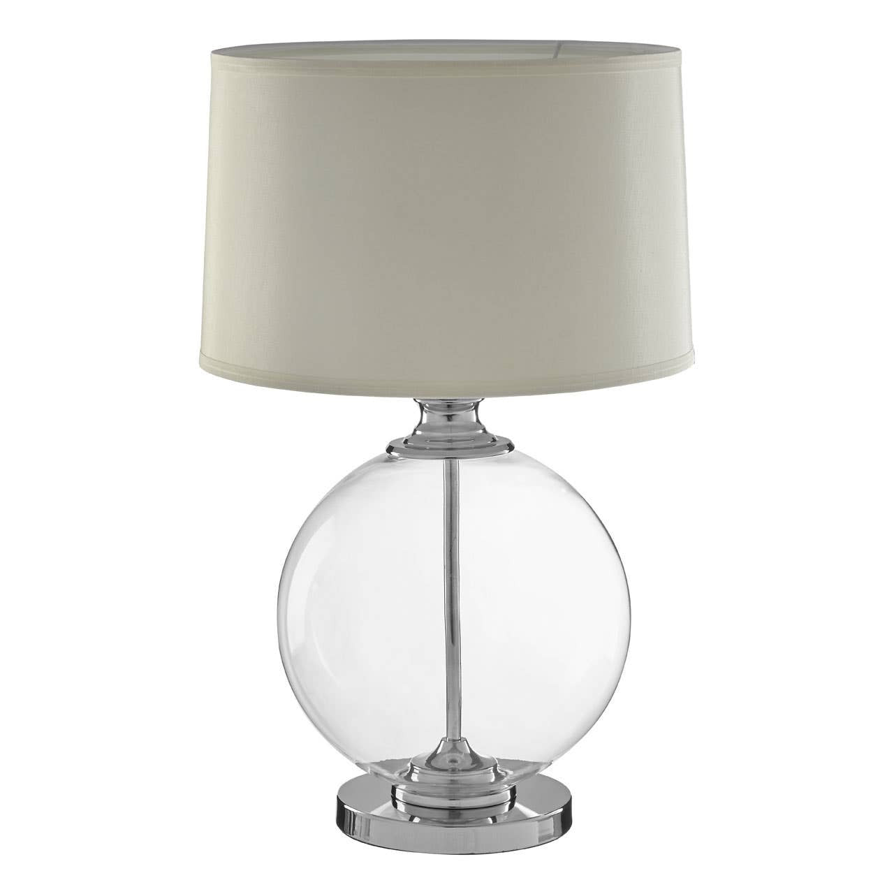 Florence Small Round Glass Table Lamp with Ivory Silk Shade