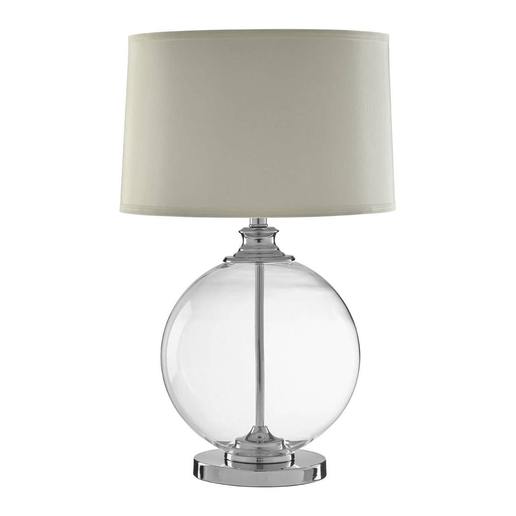 Florence Small Round Glass Table Lamp with Ivory Silk Shade