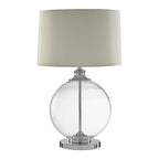 Florence Small Round Glass Table Lamp with Ivory Silk Shade