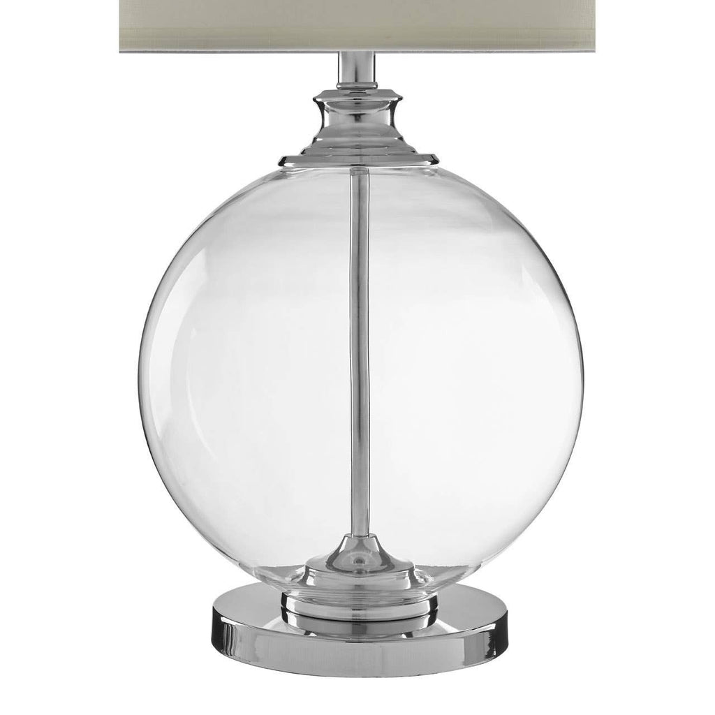 Florence Small Round Glass Table Lamp with Ivory Silk Shade