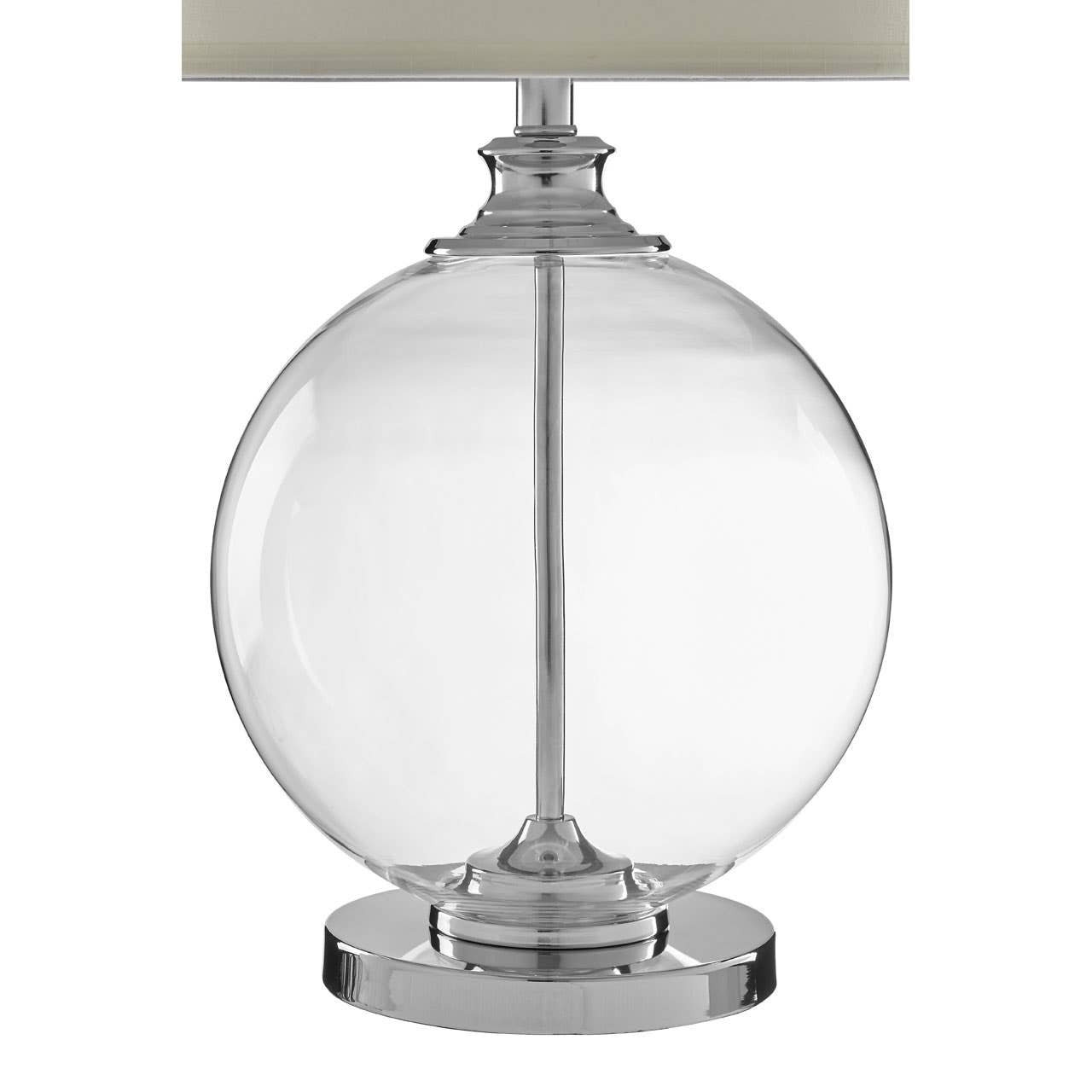 Florence Small Round Glass Table Lamp with Ivory Silk Shade