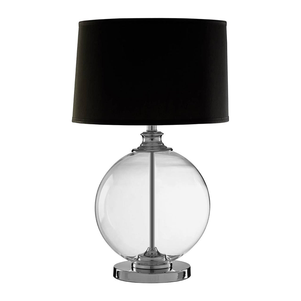Florence Small Glass Table Lamp with Black Silk Shade