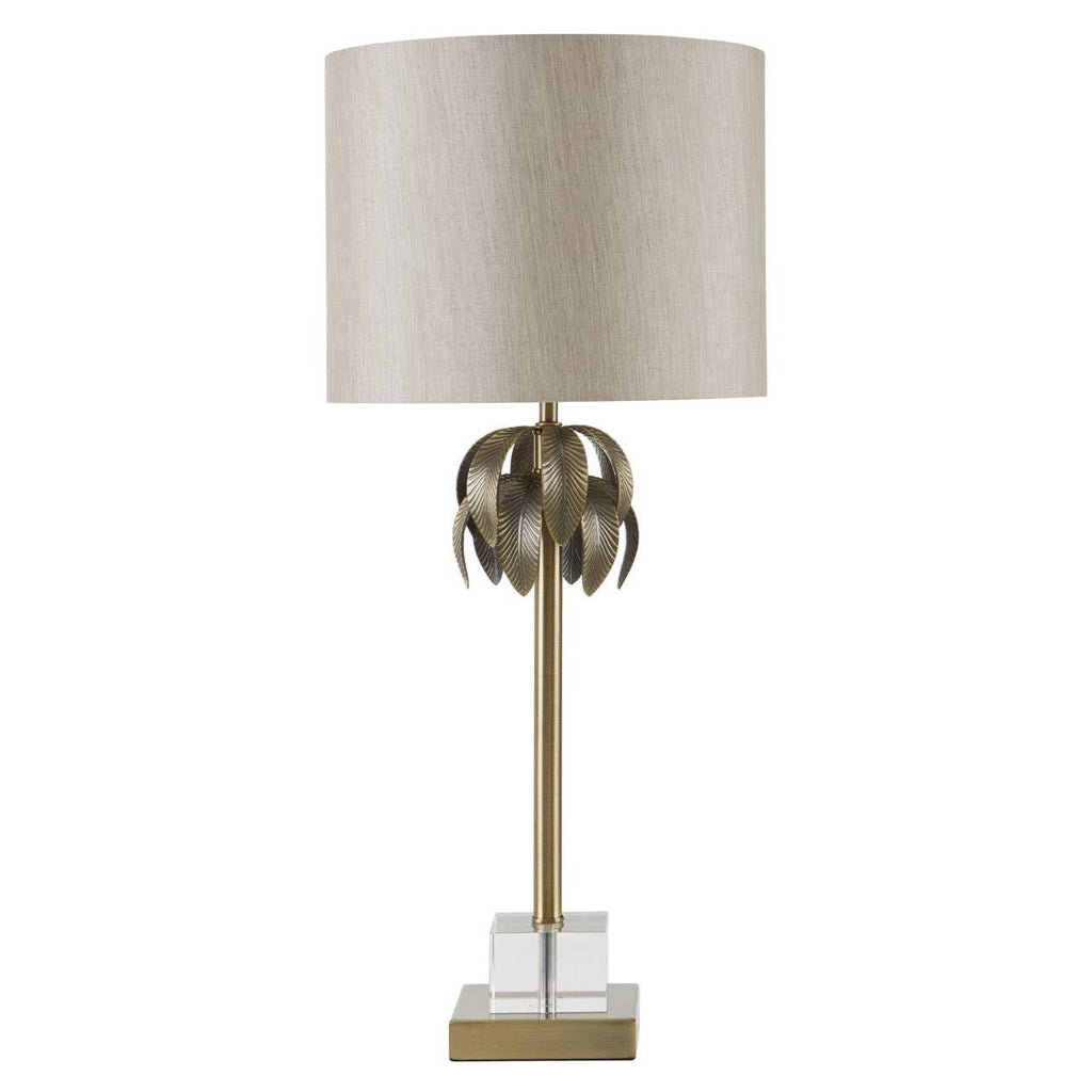Marlowe Antique Brass Palm Tree Design Table Lamp