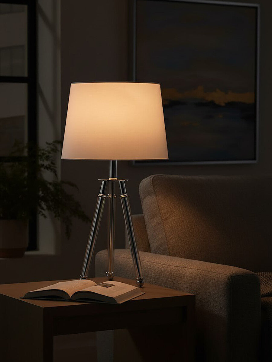 Cordelia Chrome Finish Tripod Table Lamp