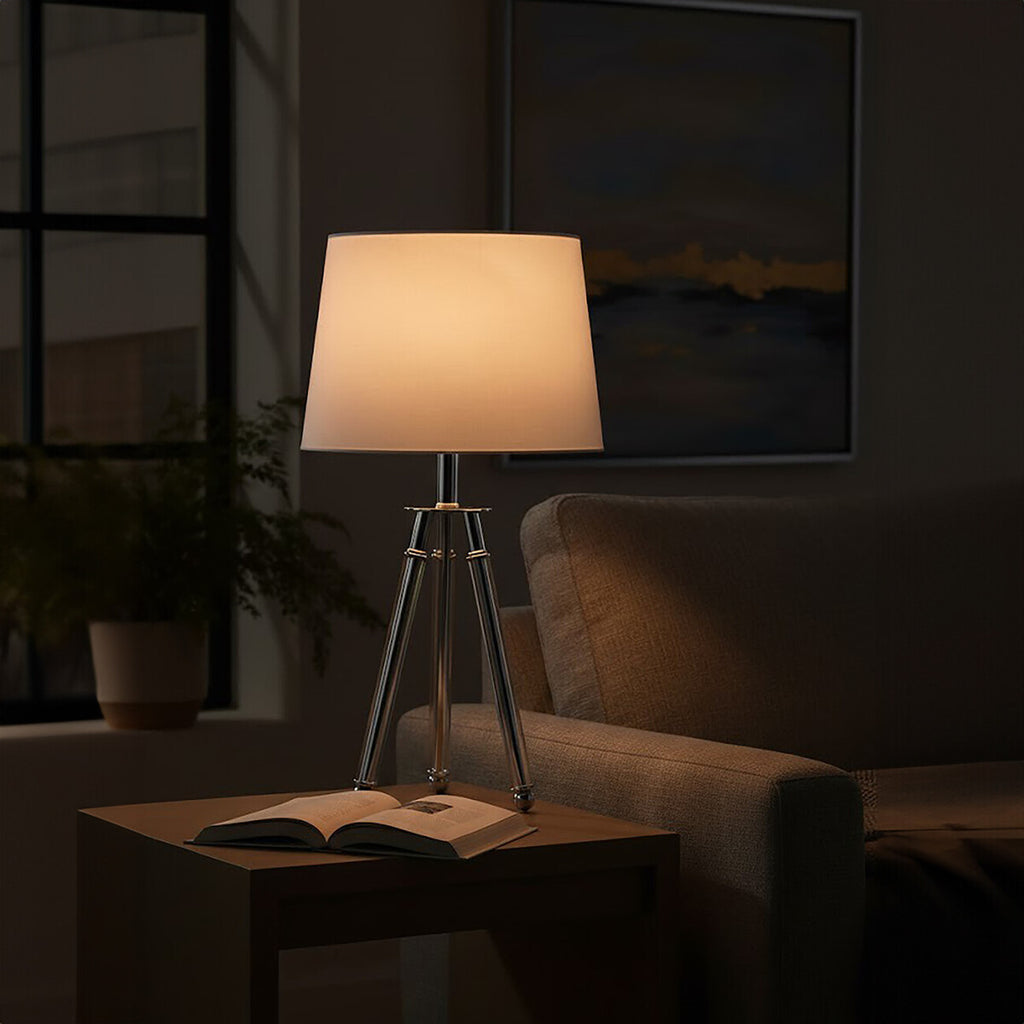 Cordelia Chrome Finish Tripod Table Lamp
