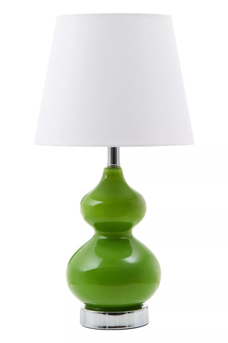 Wren Green Glass Table Lamp With White Shade