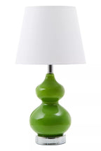 Wren Green Glass Table Lamp With White Shade
