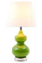 Wren Green Glass Table Lamp With White Shade