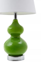 Wren Green Glass Table Lamp With White Shade