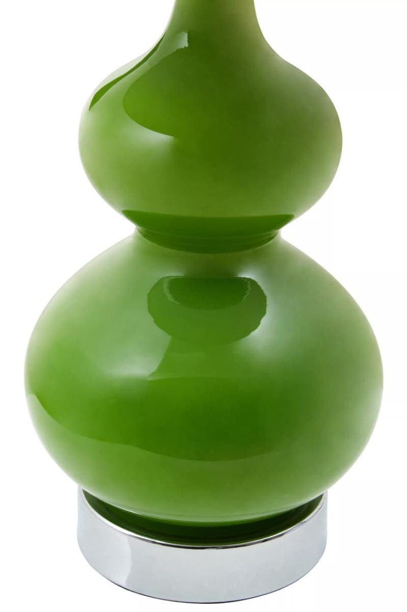 Wren Green Glass Table Lamp With White Shade