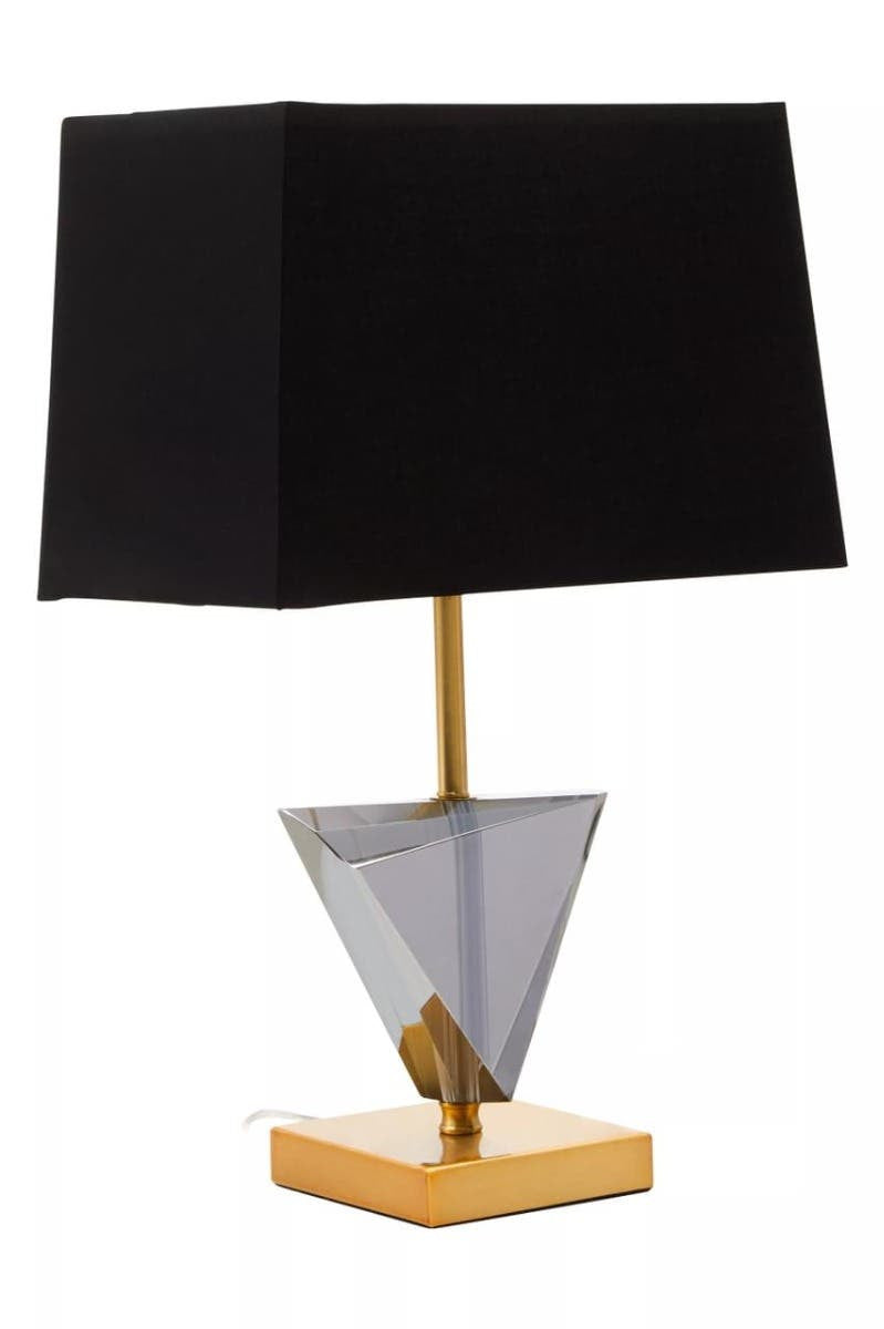 Seraphine Smoked Crystal Table Lamp with Gold Metal