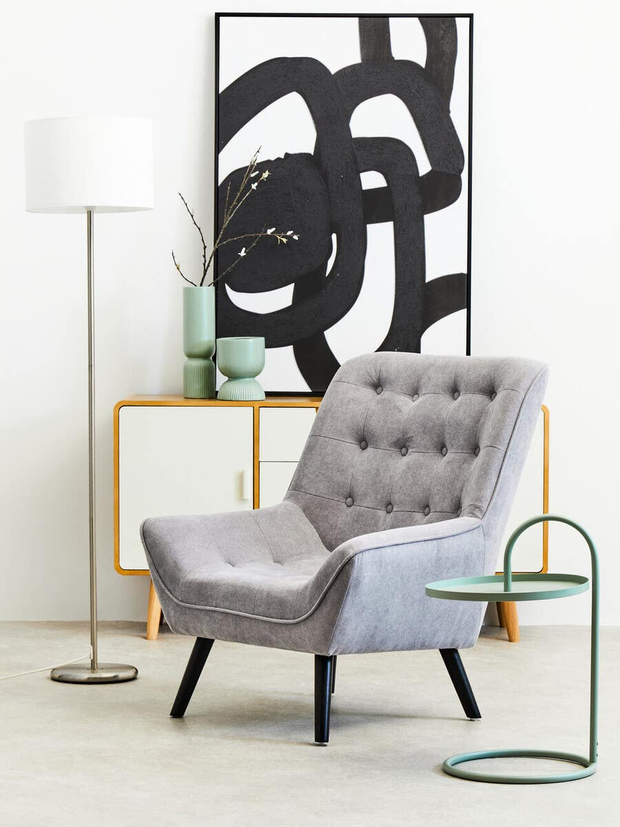 Linea Cream Waffle Effect Shade Floor Lamp