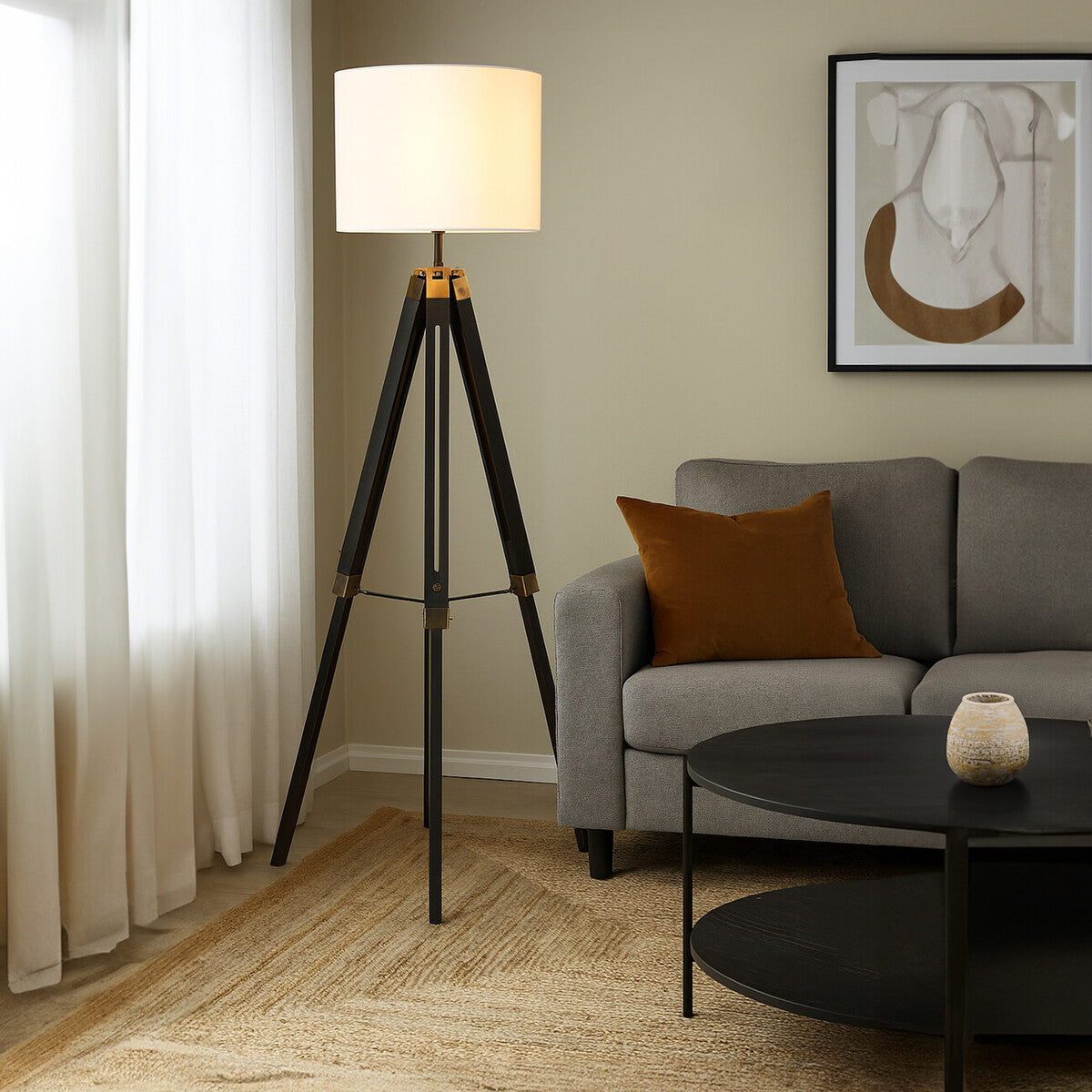 Chiltern Tripod Floor Lamp With Black Base