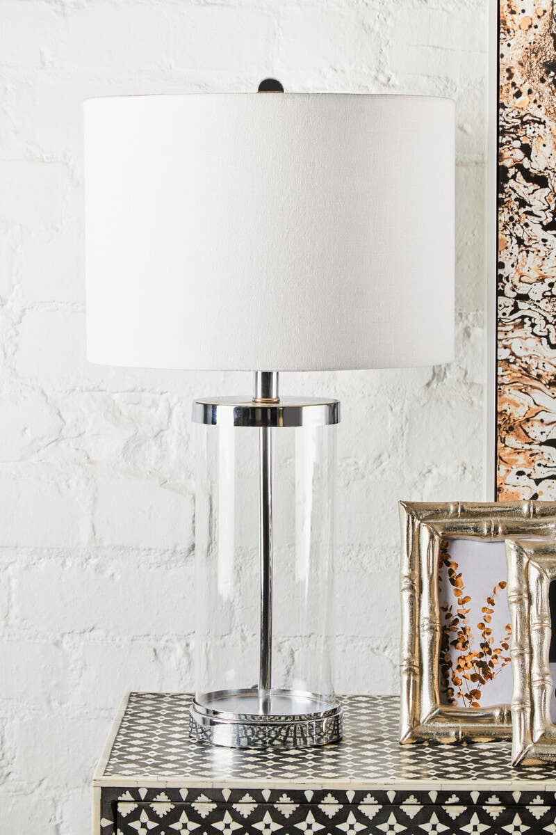 Hartwell Glass Table Lamp with Cream Shade