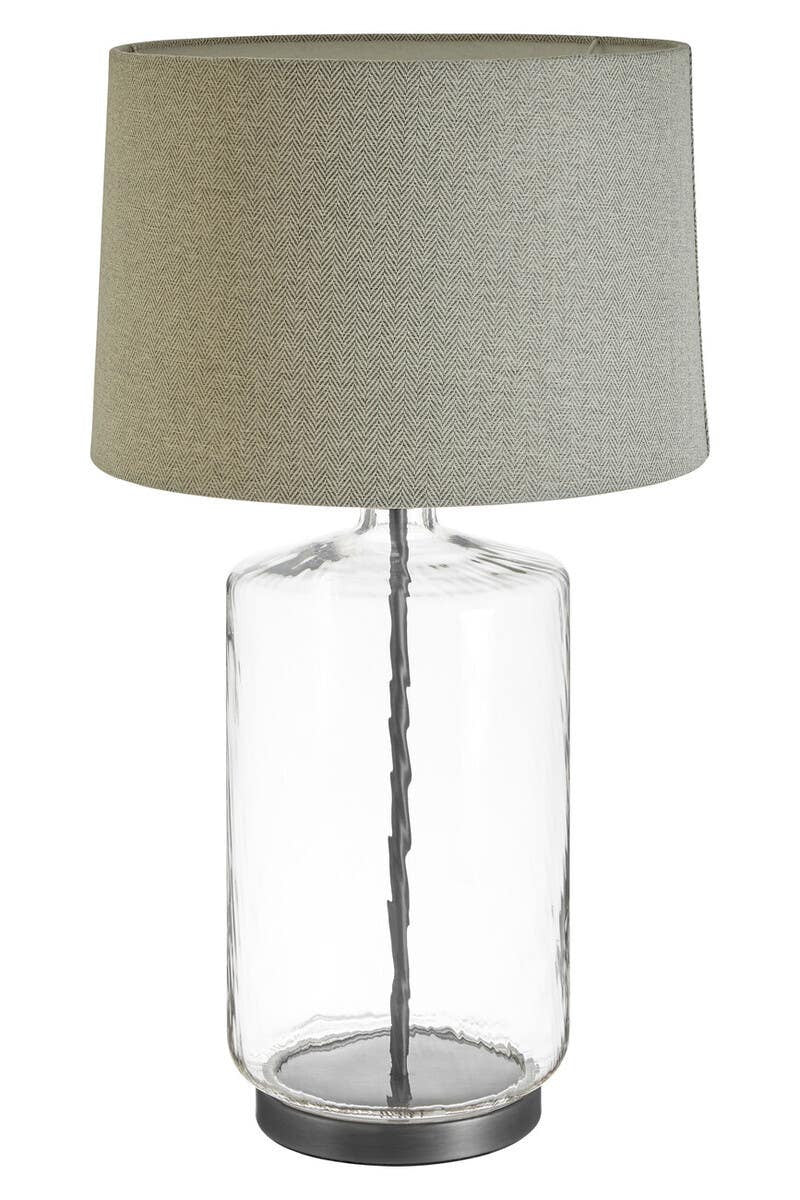 Noor Table Lamp With Grey And Black Shade