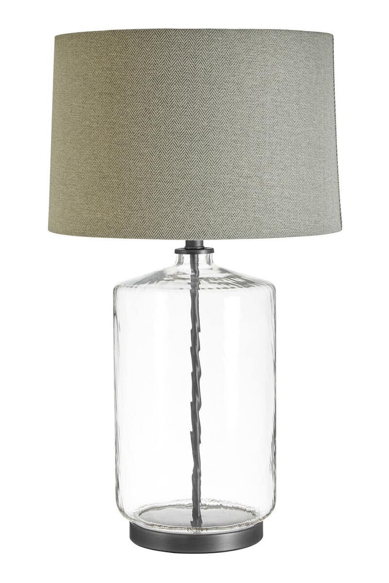 Noor Table Lamp With Grey And Black Shade