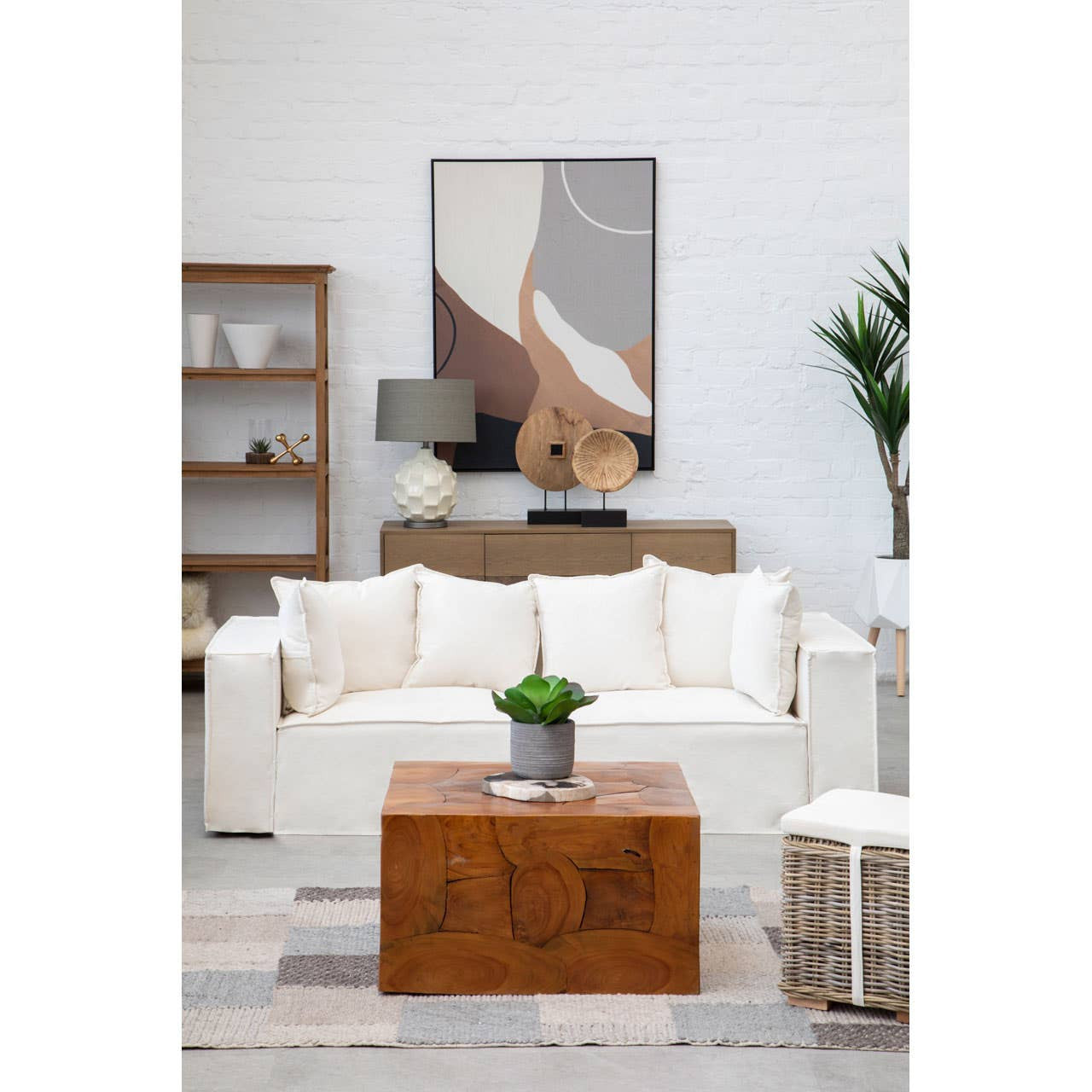 Indira Table Lamp With Grey And Brown Shade