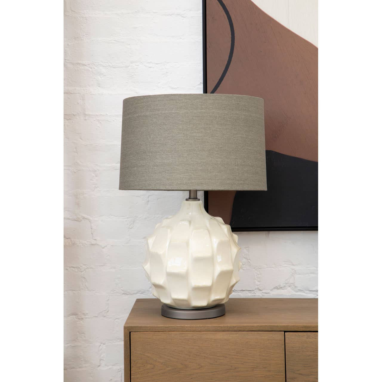 Indira Table Lamp With Grey And Brown Shade