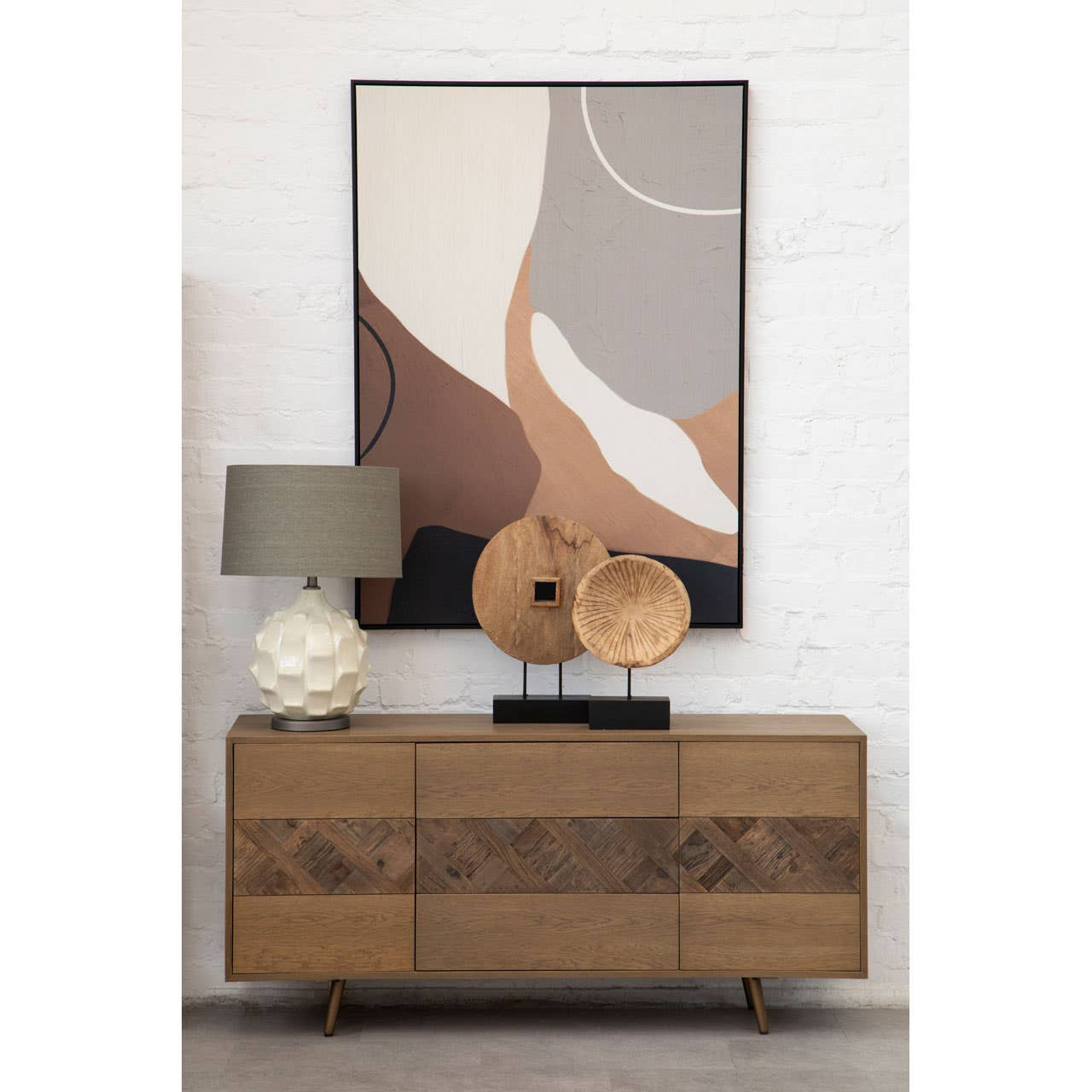 Indira Table Lamp With Grey And Brown Shade
