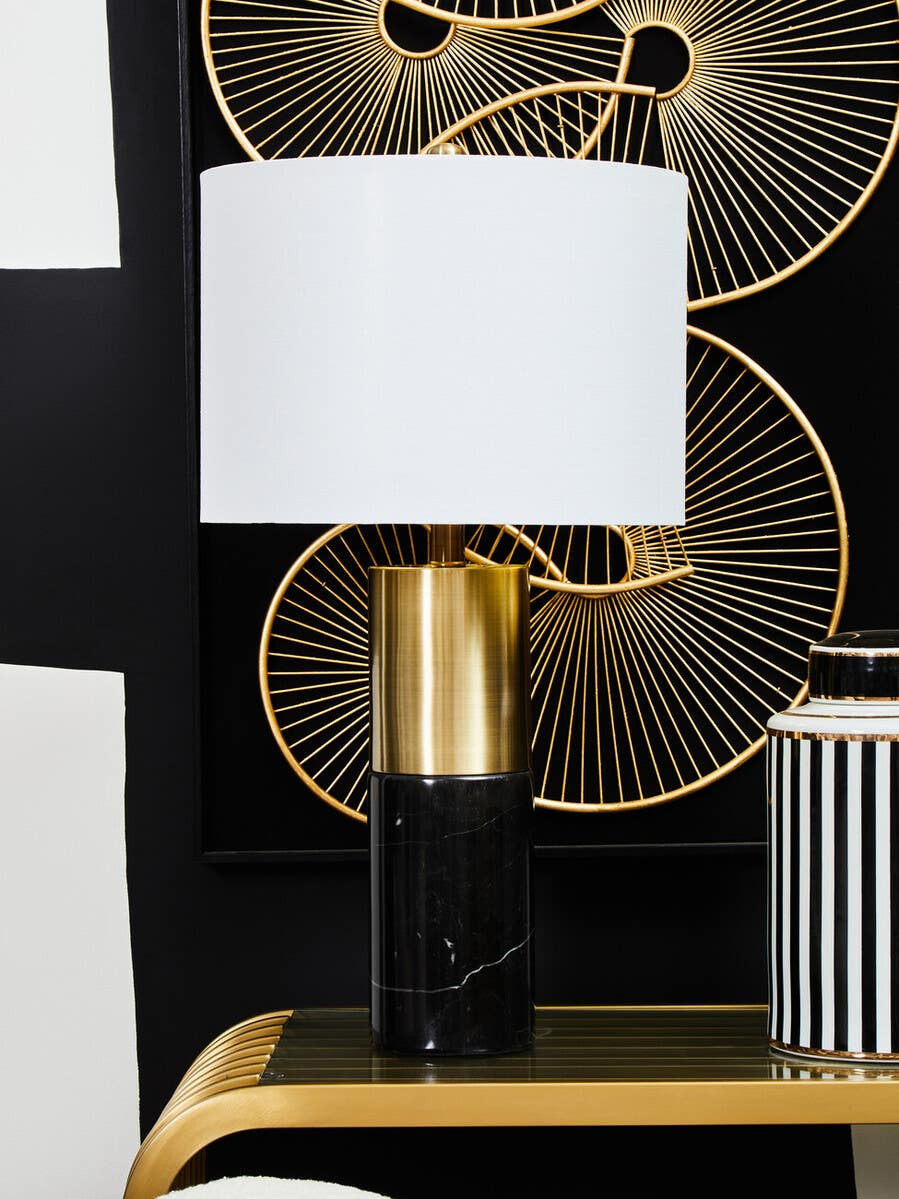 Hugo Black Marble and Gold Table Lamp