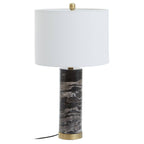 Onyx Black Marble Table Lamp with Ivory Shade