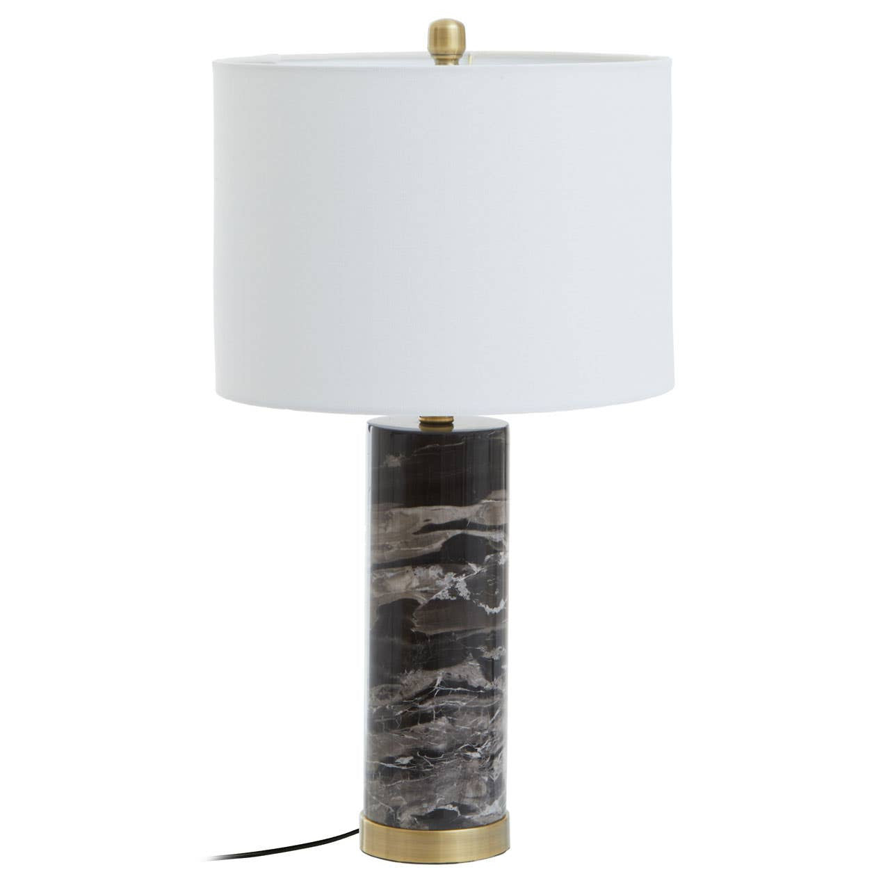Onyx Black Marble Table Lamp with Ivory Shade
