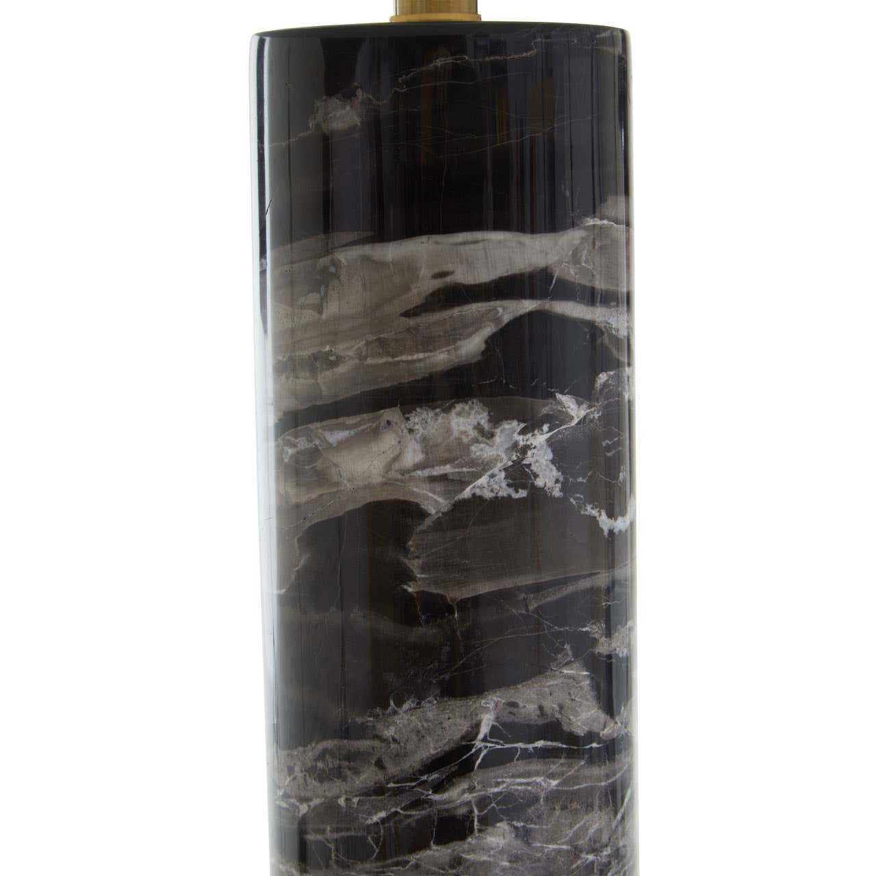 Onyx Black Marble Table Lamp with Ivory Shade