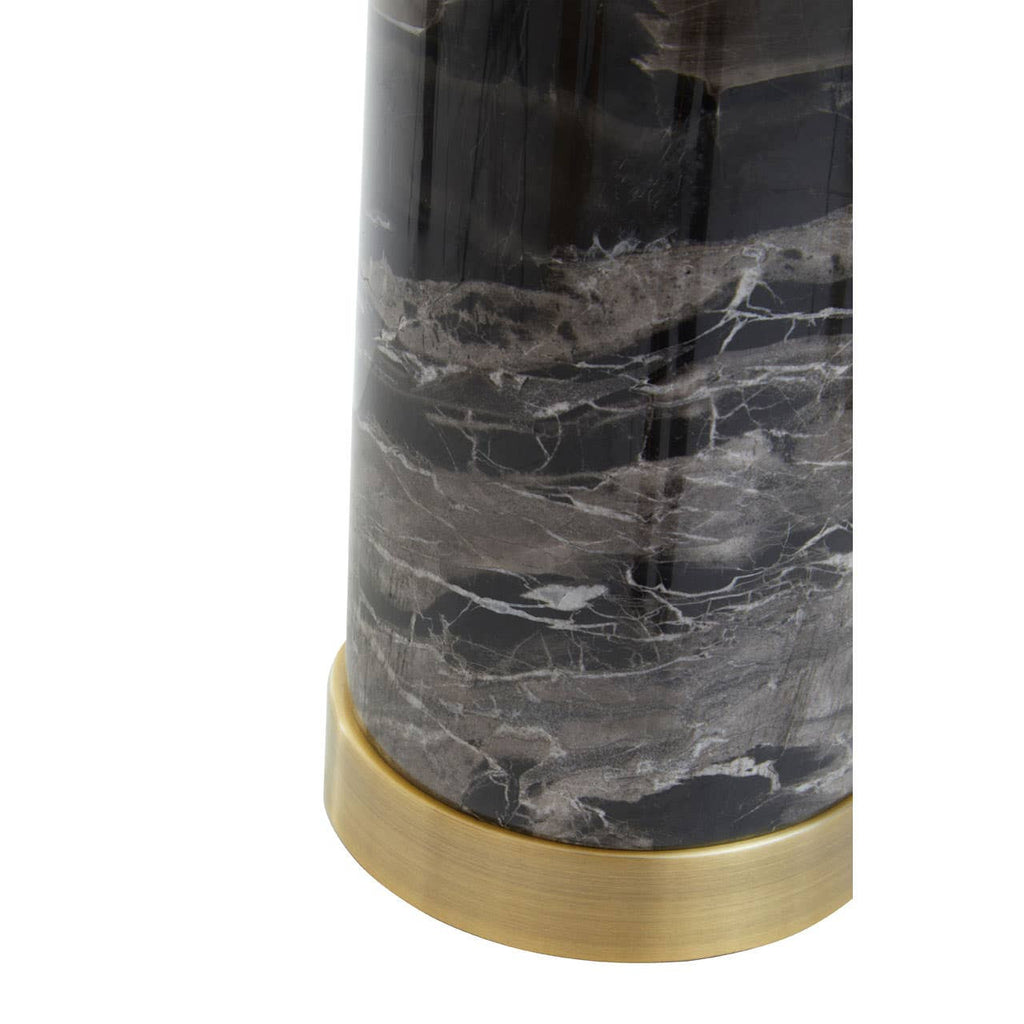 Onyx Black Marble Table Lamp with Ivory Shade