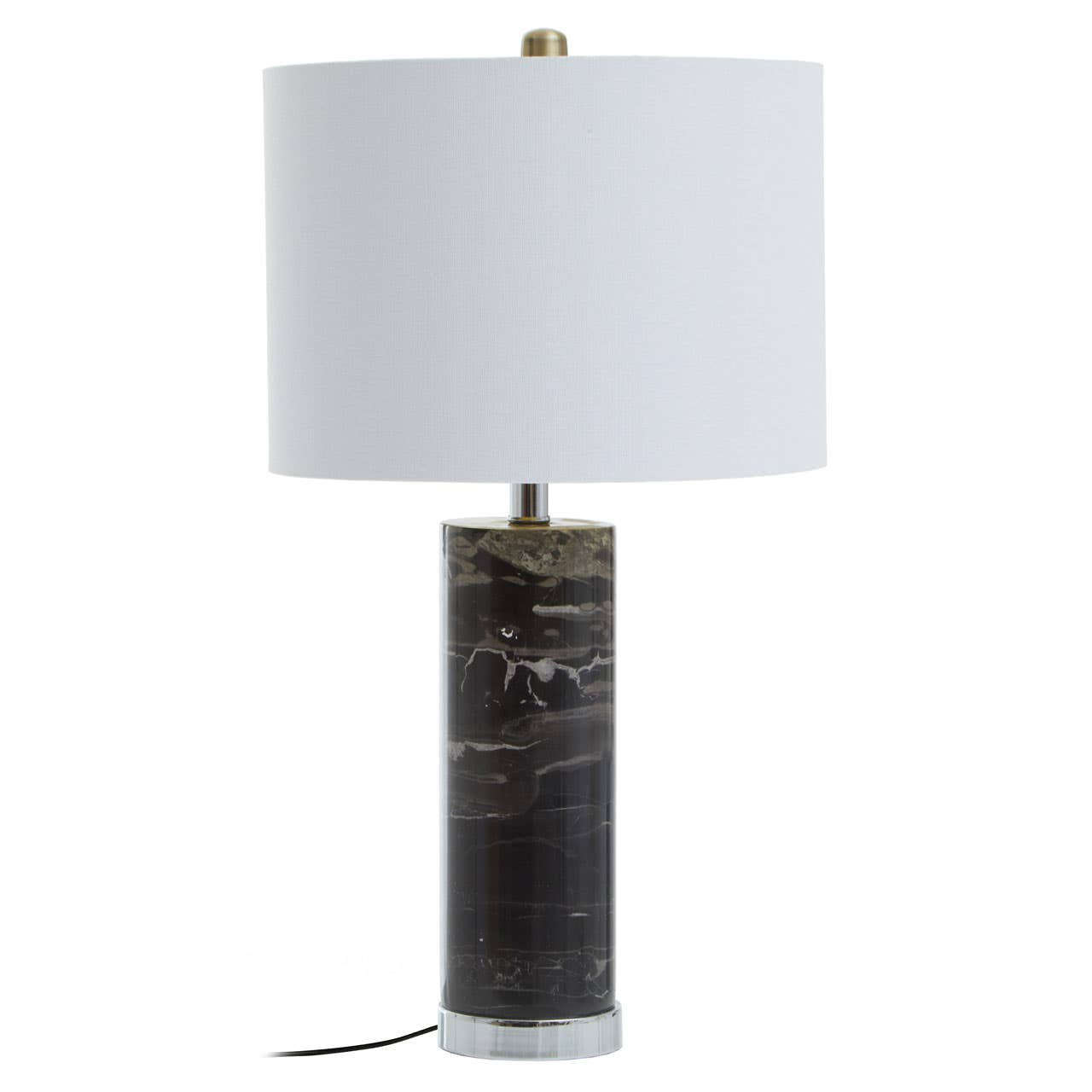 Onyx Black Marble Table Lamp Chrome Base