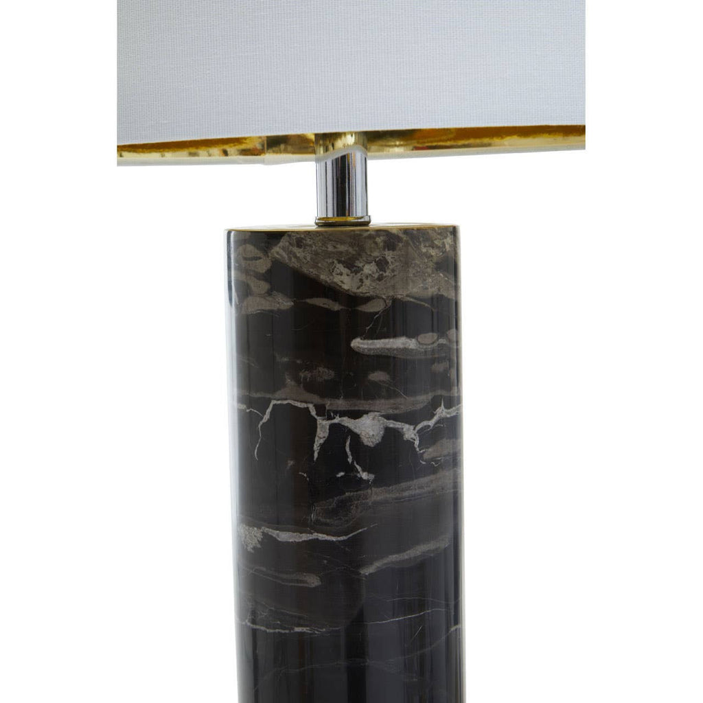 Onyx Black Marble Table Lamp Chrome Base